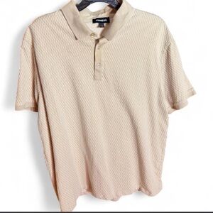 Express Men's XL Beige Textured Polo Shirt